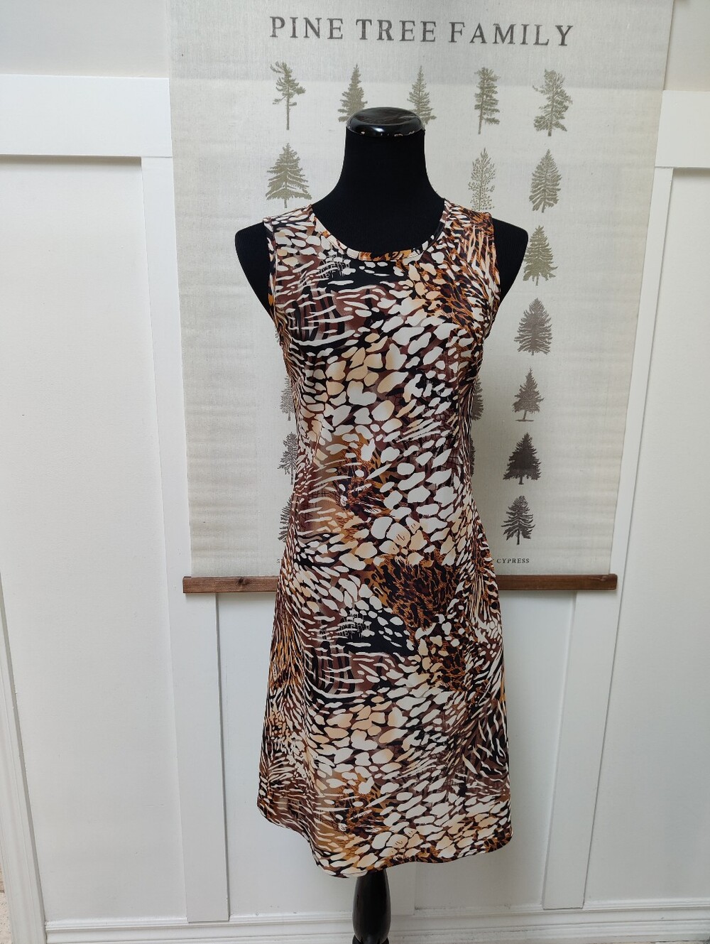 Jessica Animal Print Sleeveless Sheath Dress Brown Tan Multi-Tone - Small